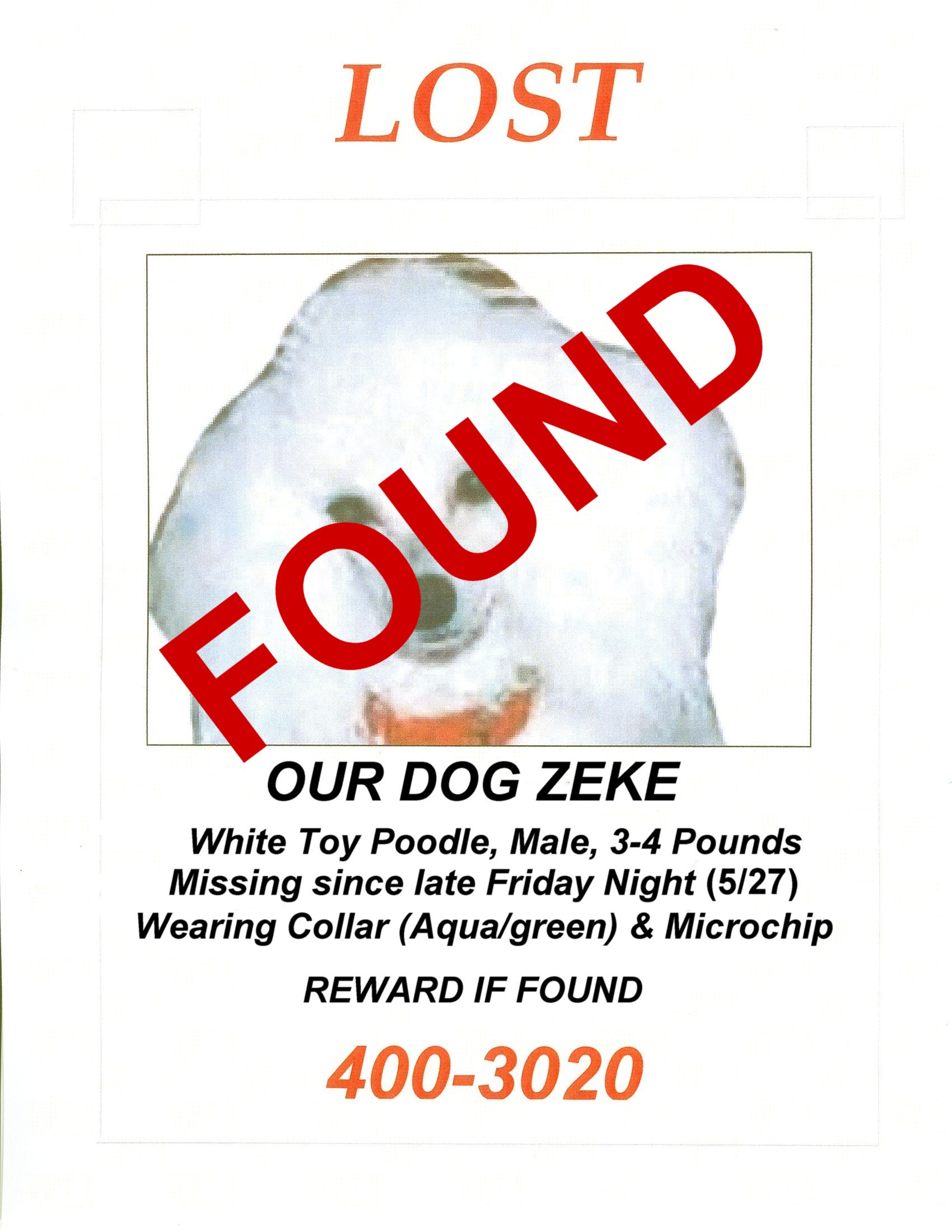 Found 5/28/2006 approx. 10:00 p.m.